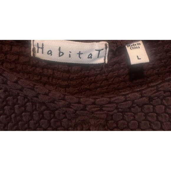 Habitat Womens Chocolate Brown Textured Long Sleeve Tunic Top L Stretch Boho - Picture 5 of 11
